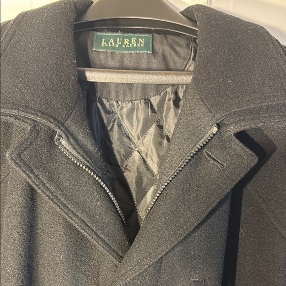 Ralph Lauren Black Pea Coat Classic Wool Blend - Picture 4 of 12